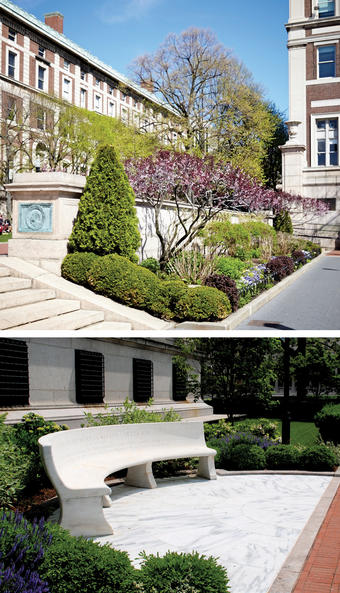 Greenery and sculpture add touches of beauty. PHOTOS: TOP, FRANCIS CATANIA; BOTTOM, COLIN SULLIVAN ’11